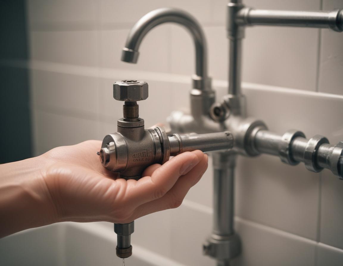 Unscrewing a faucet handle with a screwdriver.